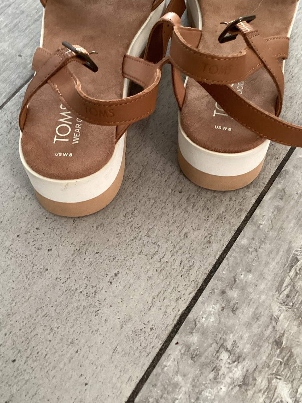 Toms Tan Leather Slingback Platform Sandals - Picture 4 of 8